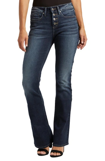 Shop Silver Jeans Co. Suki Exposed Button Mid Rise Bootcut Jeans In Indigo