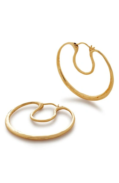 Shop Monica Vinader Flow Small Sculpted Hoop Earring In 18ct Gold Vermeil/ Ss