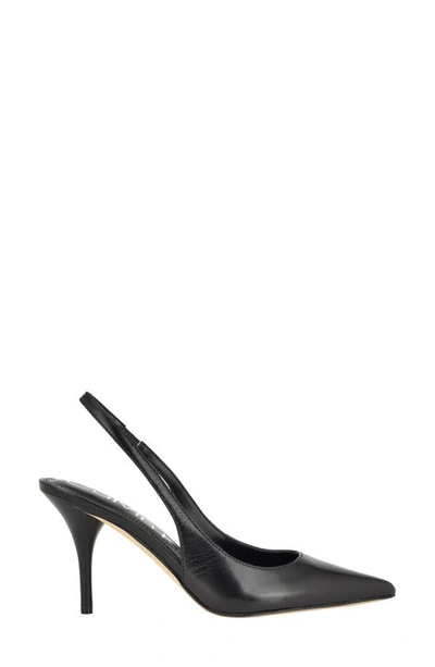 Calvin Klein Dainty 2 Womens Leather Kitten Slingback Heels In Black Leather