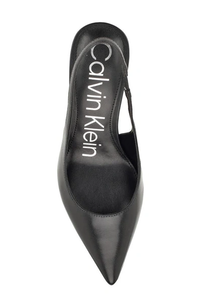 Calvin Klein Dainty 2 Womens Leather Kitten Slingback Heels In Black Leather