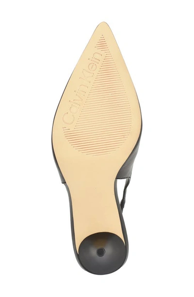 Calvin Klein Dainty 2 Womens Leather Kitten Slingback Heels In Black Leather