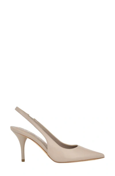 Shop Calvin Klein Cinola Slingback Pointed Toe Pump In Taupe Leather