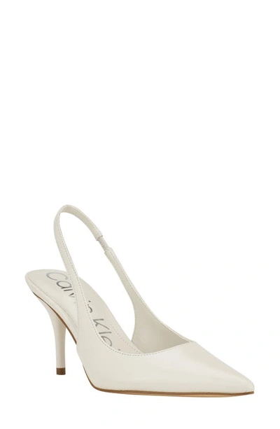 Shop Calvin Klein Cinola Slingback Pointed Toe Pump In Ivory Leather