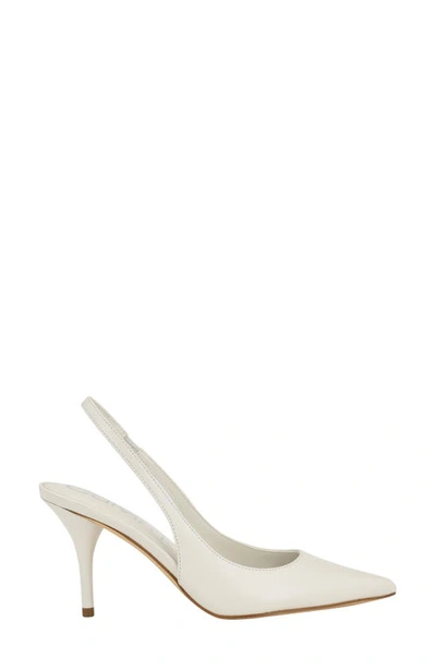 Shop Calvin Klein Cinola Slingback Pointed Toe Pump In Ivory Leather