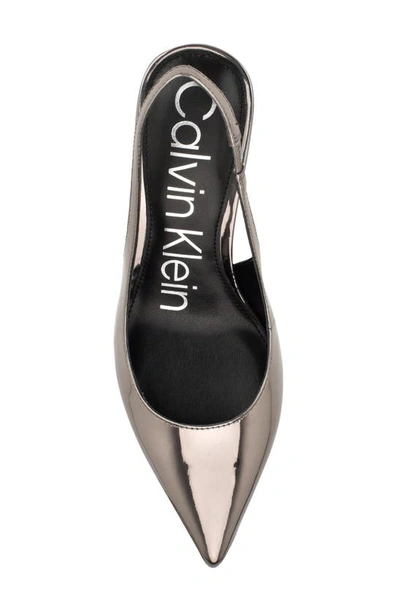 Shop Calvin Klein Cinola Slingback Pointed Toe Pump In Pewter