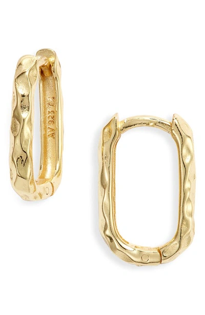 Shop Argento Vivo Sterling Silver Hammered Square Hoop Earrings In Gold