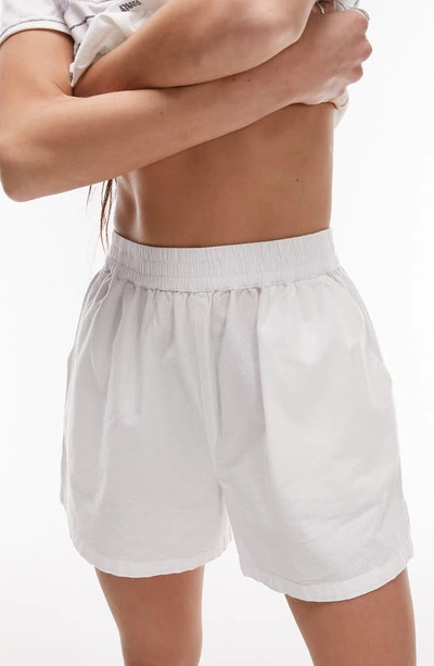 Shop Topshop Pull-on Relaxed Cotton Runner Shorts In White