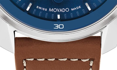 Shop Movado Bold Verso Leather Strap Watch, 42mm In Blue
