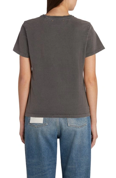 Golden Goose Distressed Crewneck Logo T-shirt In Anthracite