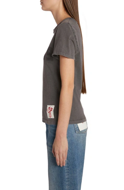 Golden Goose Distressed Crewneck Logo T-shirt In Anthracite