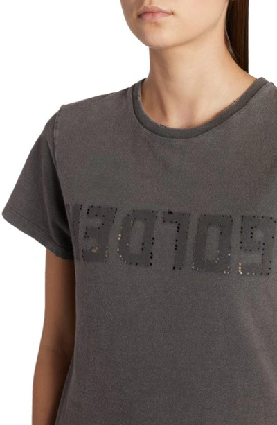 Golden Goose Distressed Crewneck Logo T-shirt In Anthracite