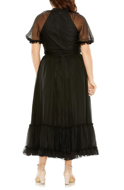 Fabulouss By Mac Duggal Sheer Puff Sleeve Cocktail Dress In Black