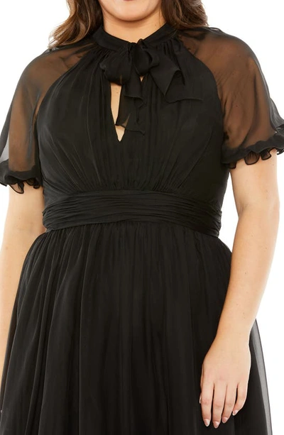 Fabulouss By Mac Duggal Sheer Puff Sleeve Cocktail Dress In Black