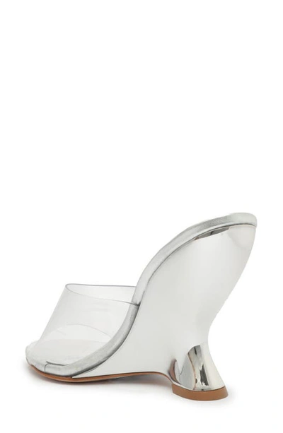 Shop Schutz Aprill Wedge Slide Sandal In Transparent/ Silver