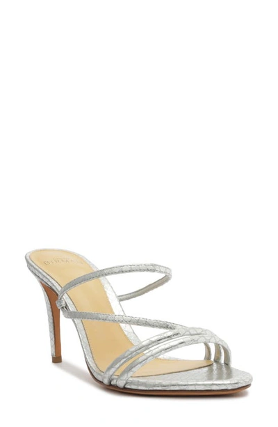 Shop Alexandre Birman Eve Snake Embossed Slide Sandal In Silver