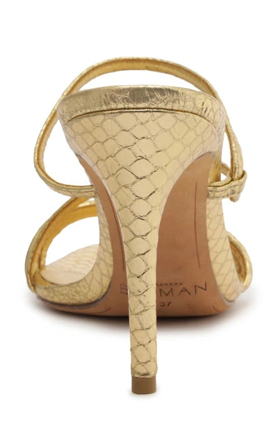 Shop Alexandre Birman Eve Snake Embossed Slide Sandal In Gold