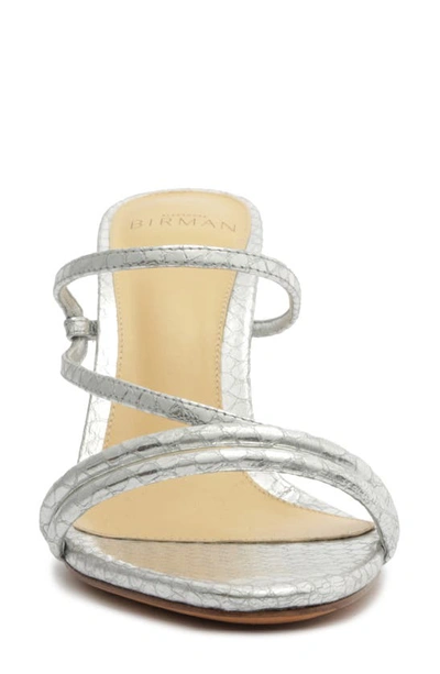 Shop Alexandre Birman Eve Snake Embossed Slide Sandal In Silver