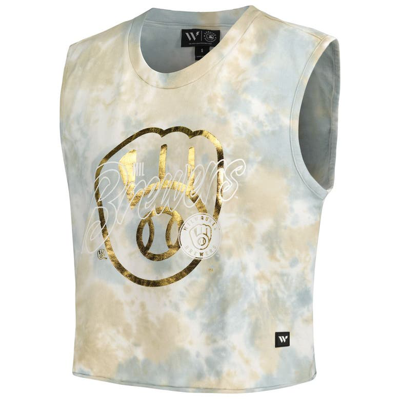 Shop The Wild Collective White Milwaukee Brewers Washed Muscle Tank Top