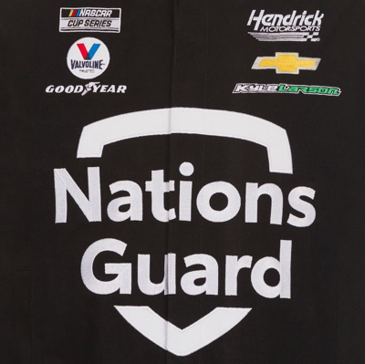 Shop Jh Design Black Kyle Larson Nations Guard Twill Uniform Full-snap Jacket