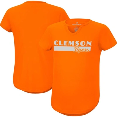 Shop Colosseum Girls Youth  Orange Clemson Tigers Dolores Keyhole T-shirt