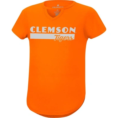 Shop Colosseum Girls Youth  Orange Clemson Tigers Dolores Keyhole T-shirt