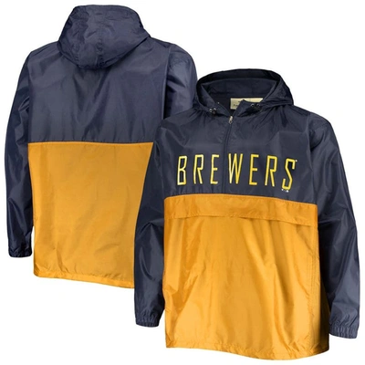 Shop Profile Navy/gold Milwaukee Brewers Big & Tall Split Body Anorak Half-zip Jacket