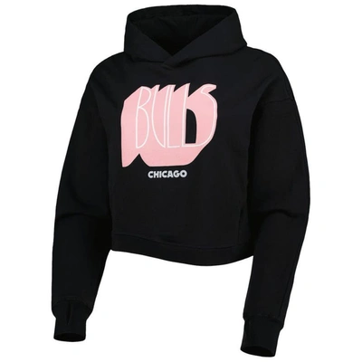 Shop Lusso Black Chicago Bulls Layla World Tour Cropped Pullover Hoodie