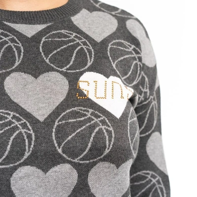 Shop Lusso Charcoal Phoenix Suns Basketball Love Swarovski Crystal Intarsia Pullover Sweater