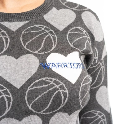 Shop Lusso Charcoal Golden State Warriors Basketball Love Swarovski Crystal Intarsia Pullover Sweater