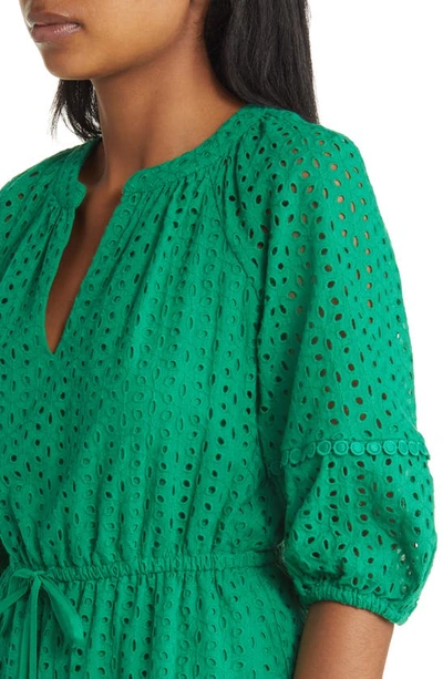 Shop Vince Camuto Eyelet Embroidered Cotton Dress In Green