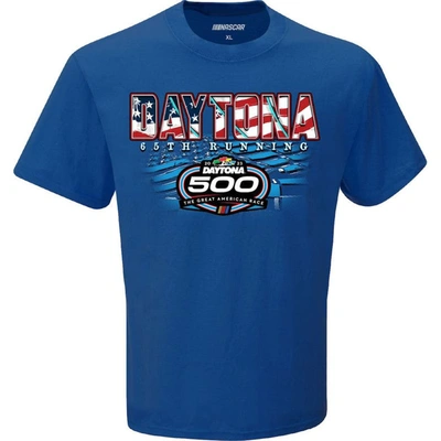 Shop Checkered Flag Royal 2023 Daytona 500 Two Spot Knit Patriotic Eagle T-shirt