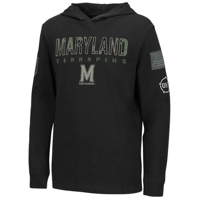 Shop Colosseum Youth  Black Maryland Terrapins Oht Military Appreciation Tango Long Sleeve Hoodie T-shirt