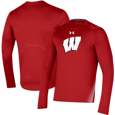 Shop Under Armour Red Wisconsin Badgers 2021 Sideline Training Performance Long Sleeve T-shirt