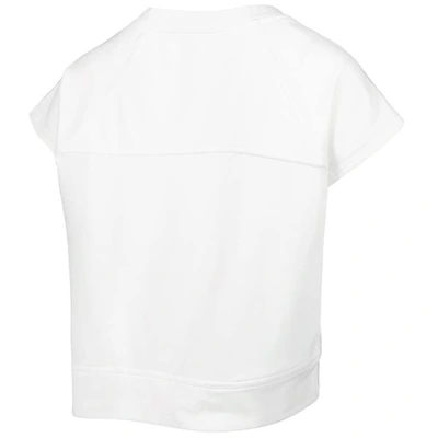 Shop Lusso White Golden State Warriors Margot Cropped Tri-blend Cap Sleeve Sweatshirt