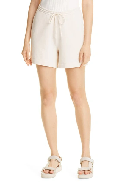Shop Vince Essential Pull-on Cotton Sweat Shorts In Pampas