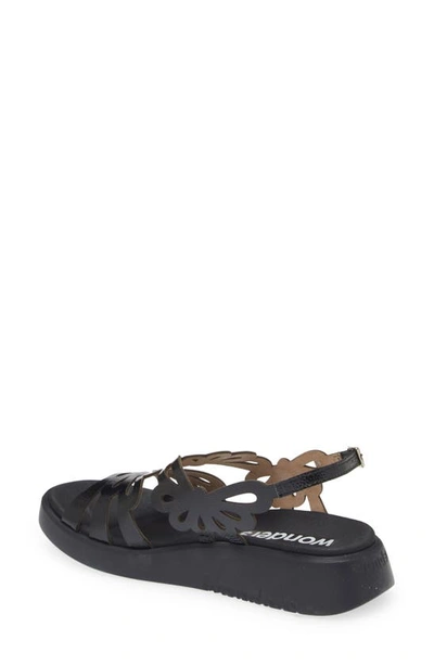 Shop Wonders Platform Slingback Sandal In Lack Black