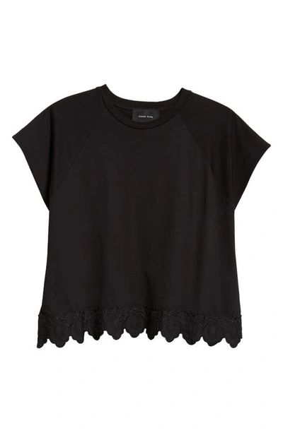 Shop Simone Rocha Broderie Anglaise Hem T-shirt In Black/ Black/ Pearl
