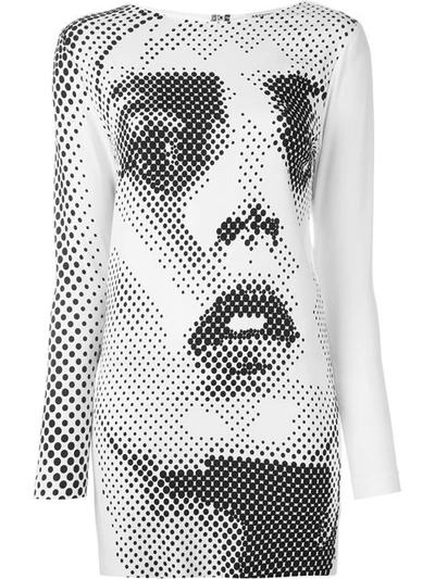 Anthony Vaccarello Printed Fitted Mini Dress In Ivory