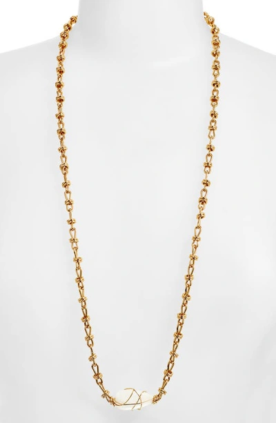 Shop Gas Bijoux Marre Long Crystal Chain Necklace In Gold