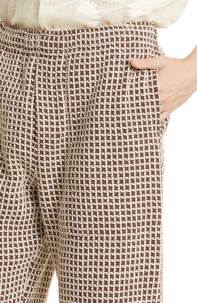 Shop Bode Duo Waffle Knit Linen Pants In Brown Cream