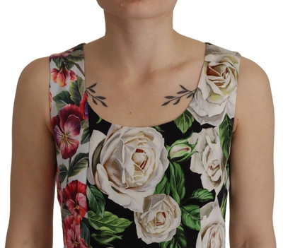 Shop Dolce & Gabbana Multicolor Floral Sheath Midi Silk Women's Dress