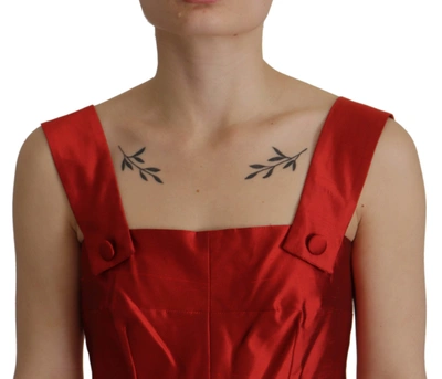 Shop Dolce & Gabbana Red A-line Pleated Satin Silk Women's Dress