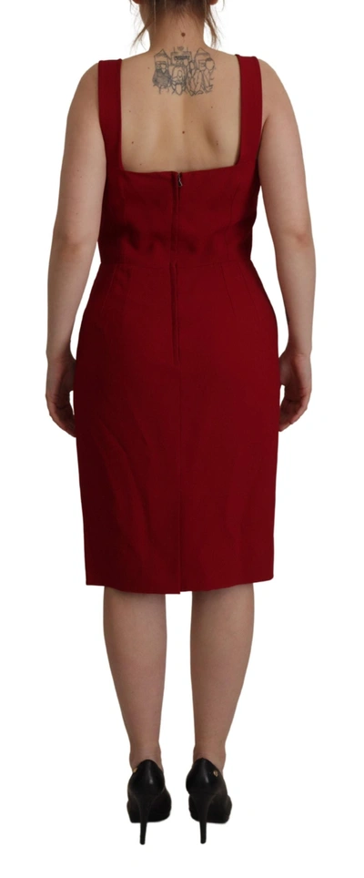 Shop Dolce & Gabbana Red Sleeveless Sheath Viscose Women's Dress