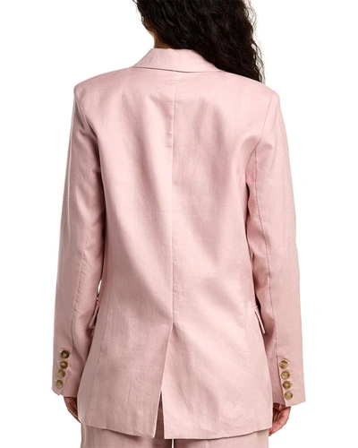 Shop Nicholas Ayla Double-breasted Linen Blazer In Pink