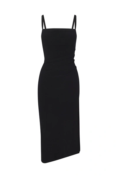 Shop Anemos Nadege Draped Midi Dress In Stretch Cupro In Black