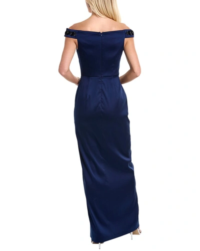 Shop Aidan Mattox Portrait Column Gown In Blue