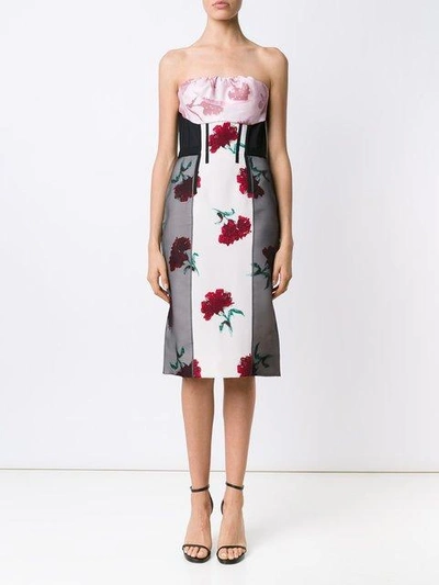 Shop Oscar De La Renta Paneled Floral Print Dress