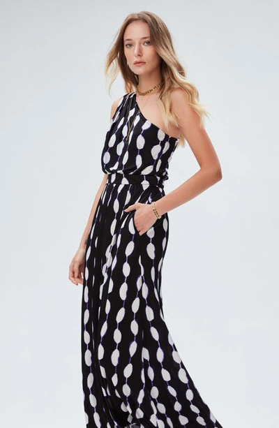Shop Diane Von Furstenberg Kiera One-shoulder Dress In Shibori Dot Lg Black