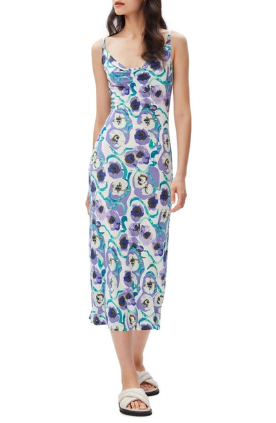 Shop Diane Von Furstenberg Alik Floral Cowl Neck Dress In Watercolor Blossom Med Purple