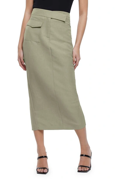 Shop River Island Utility Midi Pencil Skirt In Khaki